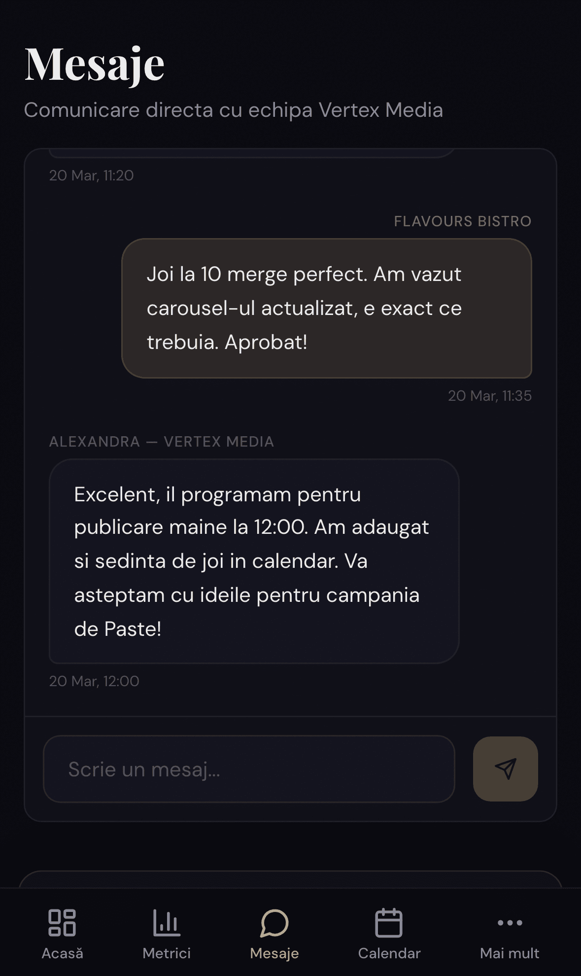 Chat direct cu echipa